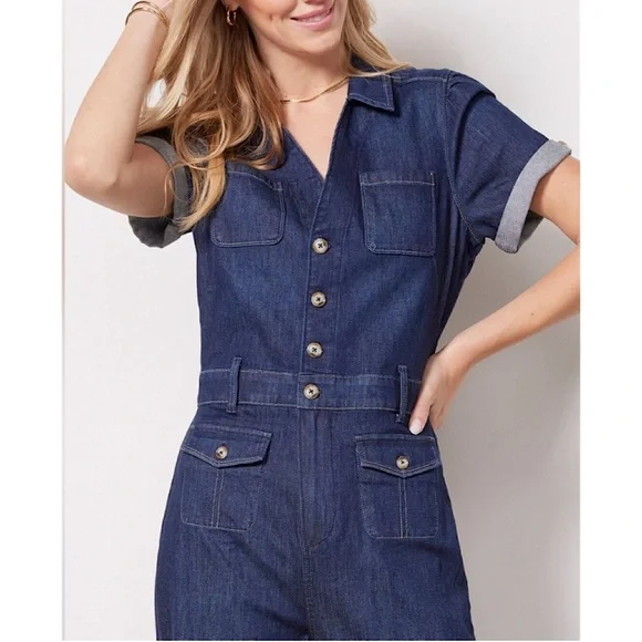 PAIGE‎ Darla Wide Leg Denim Jumpsuit in Baltimore wash 14